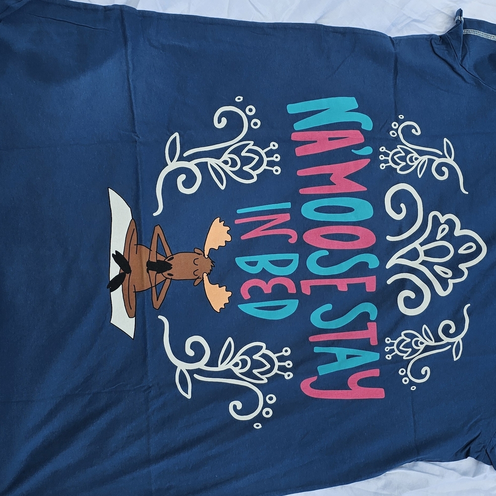 Lazy One Blue Pajama Top with Moose Graphic
